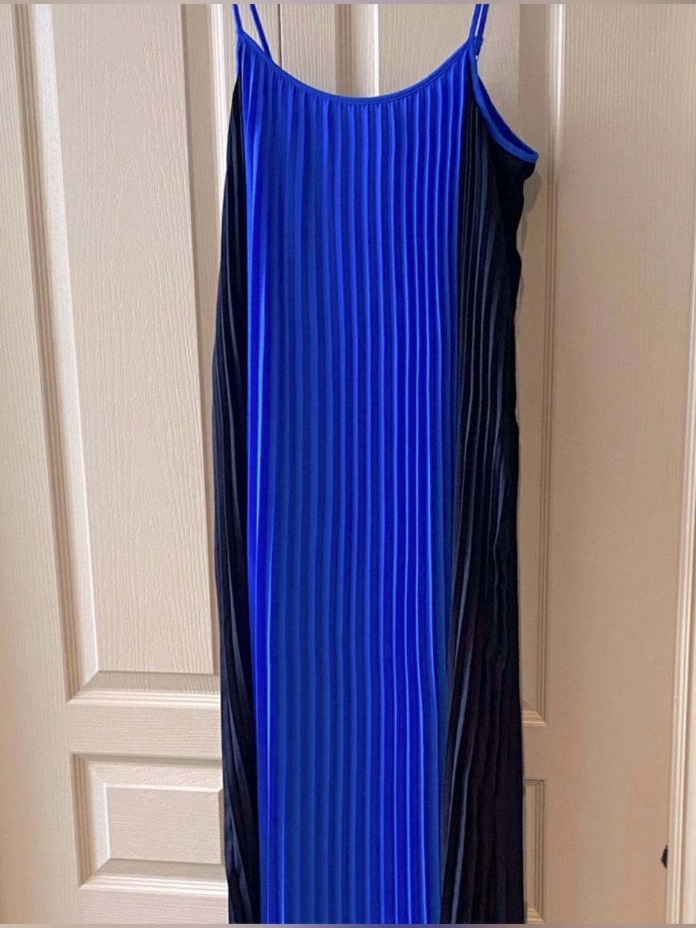 Banana Republic Pleated Maxi Dress Colorblock Royal Blue Navy Size 10 (not worn)